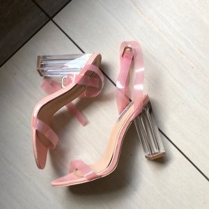 Pink clear strap heels